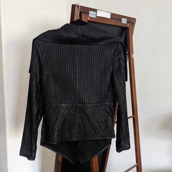 My Tribe Black Leather Jacket Open Front - Picture 4 of 9